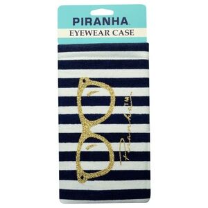 Piranha Striped Eyewear Case with Gold Glasses Design